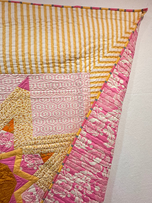 Pink & Yellow Star Lap Quilt - Victoria Findlay Wolfe Quilts display picture 1