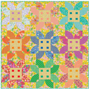 *NEW* Flowery Florid Blooms Yellow 90" Quilt: Fabric Kit