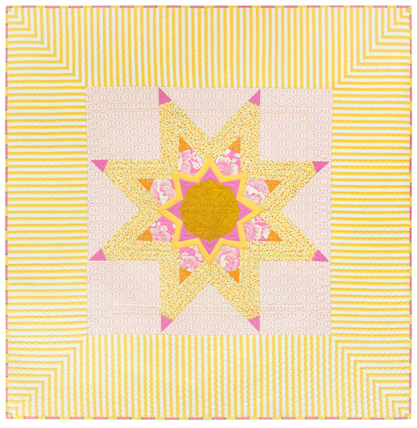 Pink & Yellow Star Lap Quilt - Victoria Findlay Wolfe Quilts display picture 2