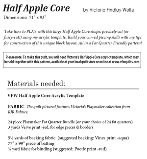 Half Apple Core Pattern and Template