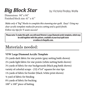 Big Block Star: *Pattern Instructions Only