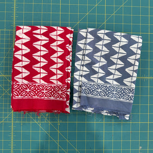 Batik 1 yard pieces - red and blue