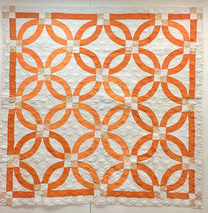 Vintage Orange Double Wedding Ring quilt