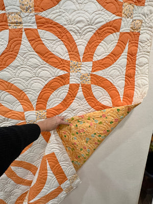 Vintage Orange Double Wedding Ring quilt