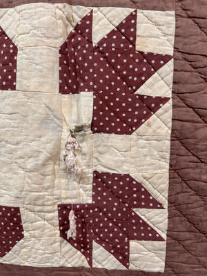 brown yellow "cutter" quilt- Vintage quilt