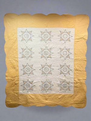 Embroidered Yellow Scallop Quilt