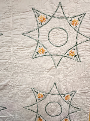 Embroidered Yellow Scallop Quilt