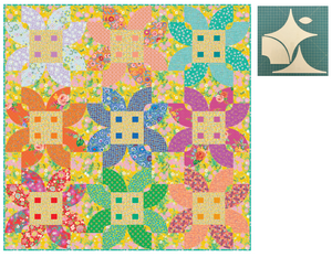 *NEW* Flowery Florid Blooms Yellow 90" Quilt: Fabric Kit