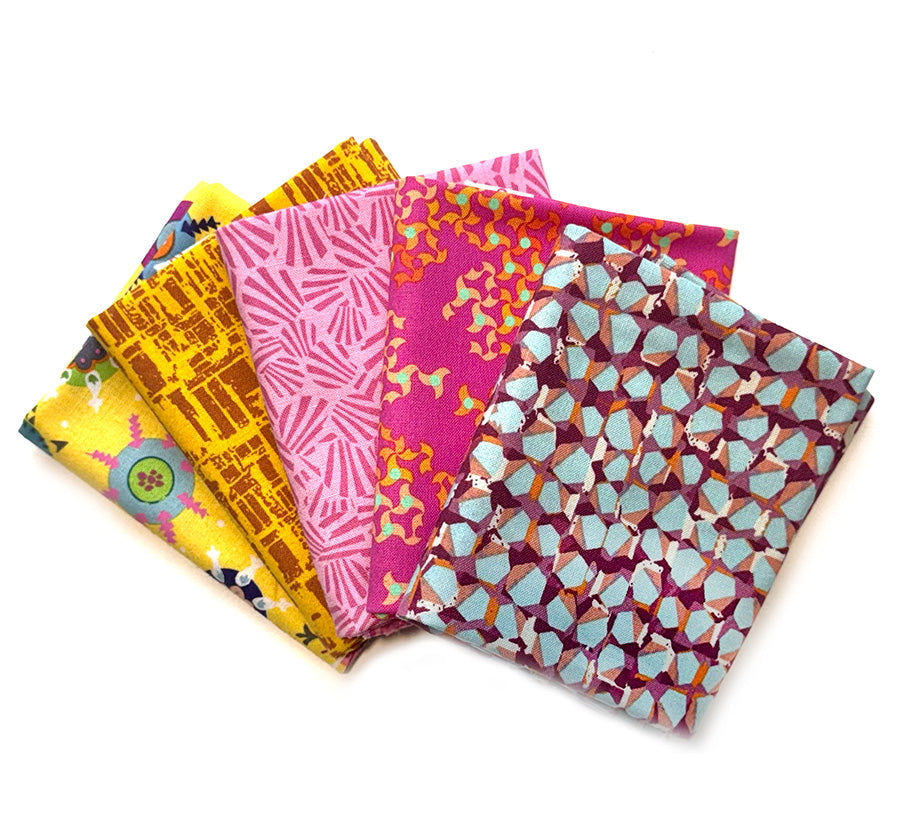 5pc Fat Quarter Bundle  - pink & yellow prints