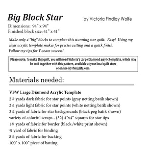 *NEW* Big Block Star Quilt: Root Fabric Kit