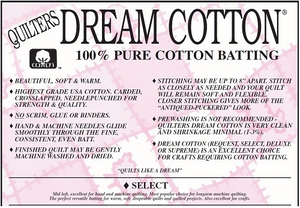 Quilter's Dream 100% Natural Cotton Batting- Twin Size